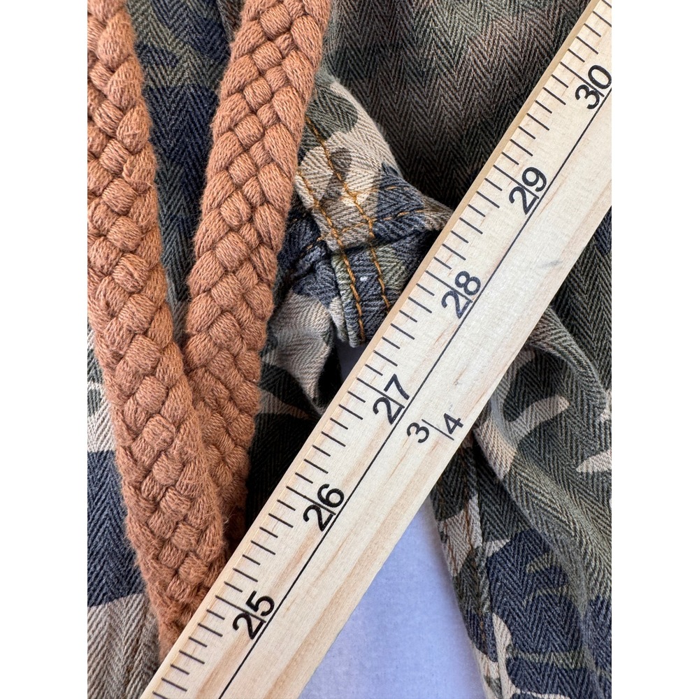 OH Jeans XL Camo Cargo Pants Distressed Paint Splatter Rope Belt Y2K Streetwear - Picture 6 of 9